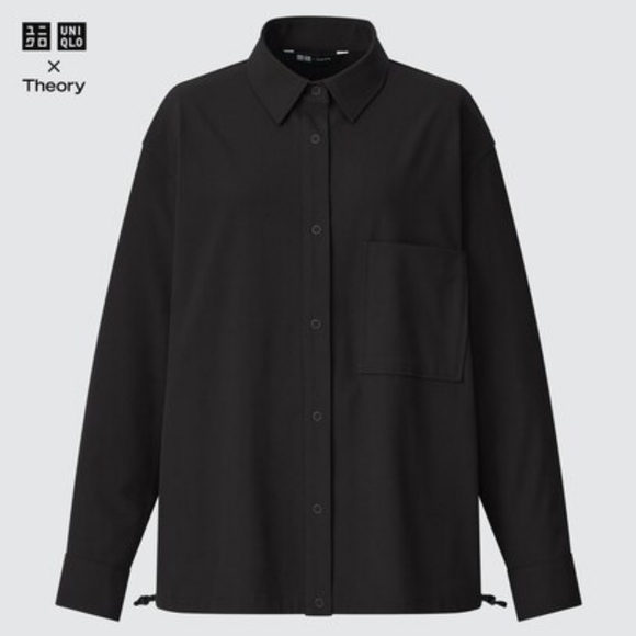 π€ Uniqlo x Theory Stretch Shirt Jacket | Size L | Black π€ - Picture 1 of 9